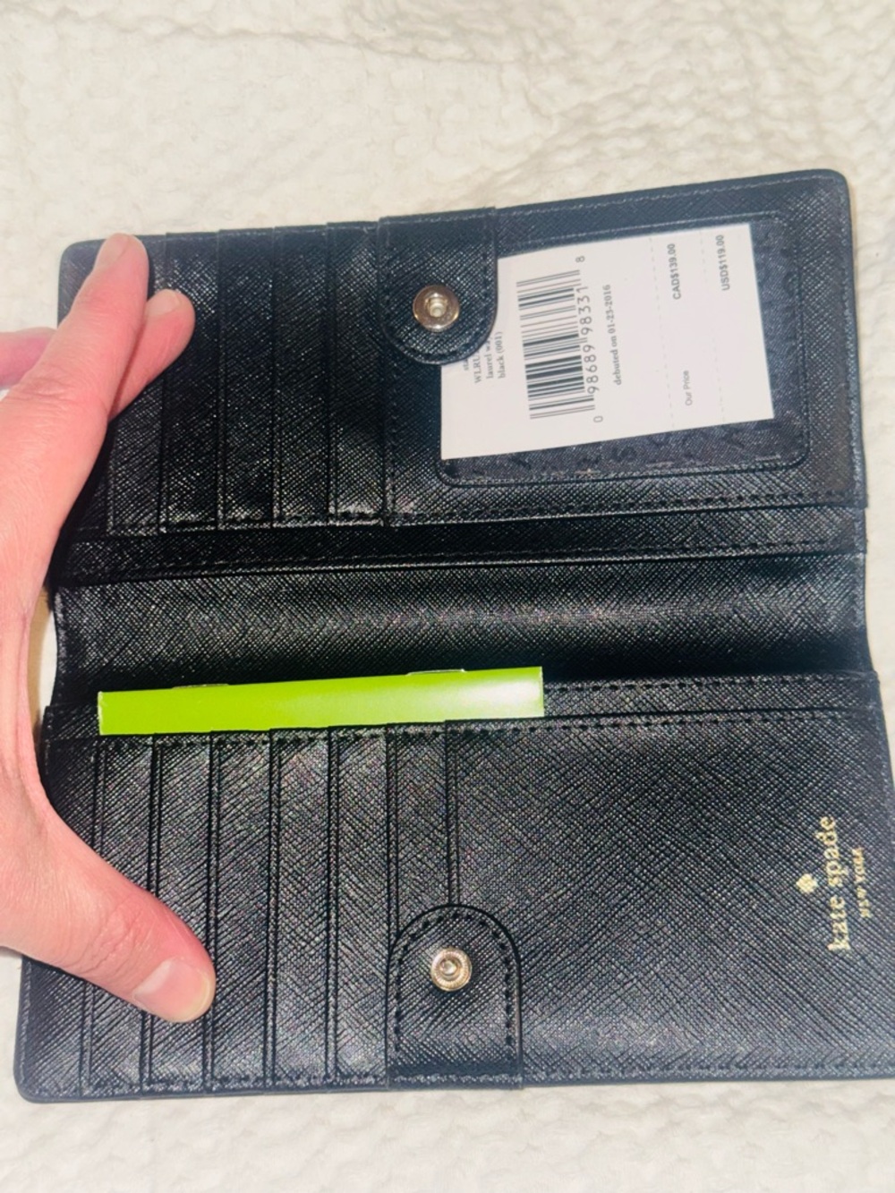 Kate Spade Black Saffiano Leather Continental Wallet NWT - Picture 3 of 8